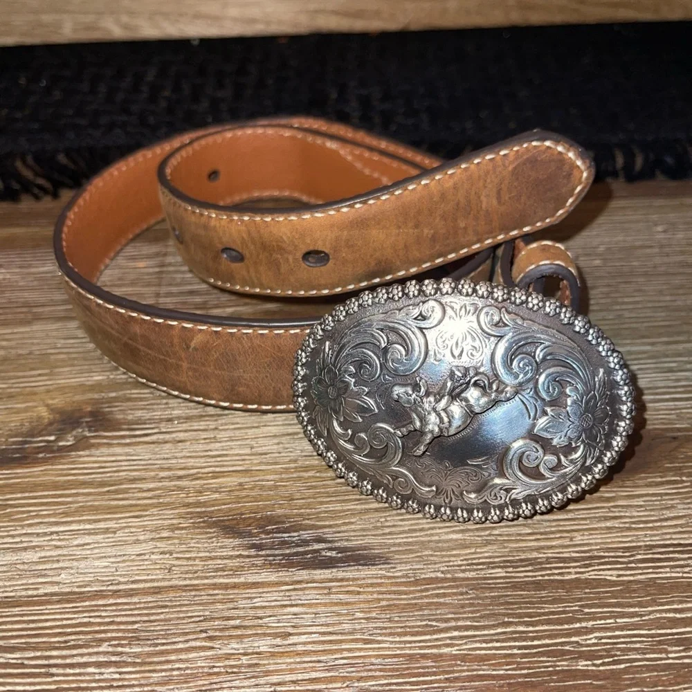 Nocona Young Cowboy/girl Belt With Nocona Buckle & Buckle Bundle Mexico & Taiwan